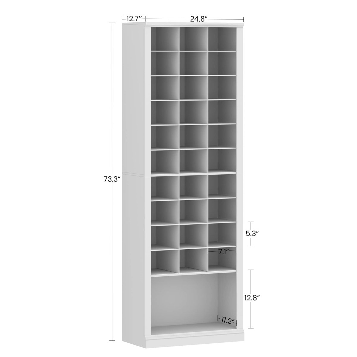 Cottrell 11-Tier Shoe Storage Cabinet, Free Standing Closet Organizers and Storage with 31 Open Cubbie, Space Saving Shoe Rack for Entryway, Bedroom,White